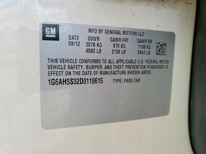 Aukcja sprzedaży 2013 Cadillac Ats, vin: 1G6AH5S32D0119615, numer aukcji: 54617126