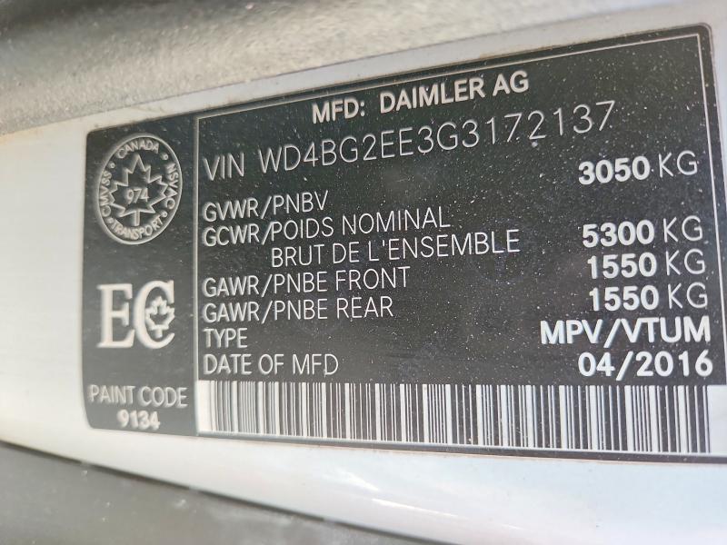 Aukcja sprzedaży 2016 Mercedes-benz Metris, vin: WD4BG2EE3G3172137, numer aukcji: 53212746