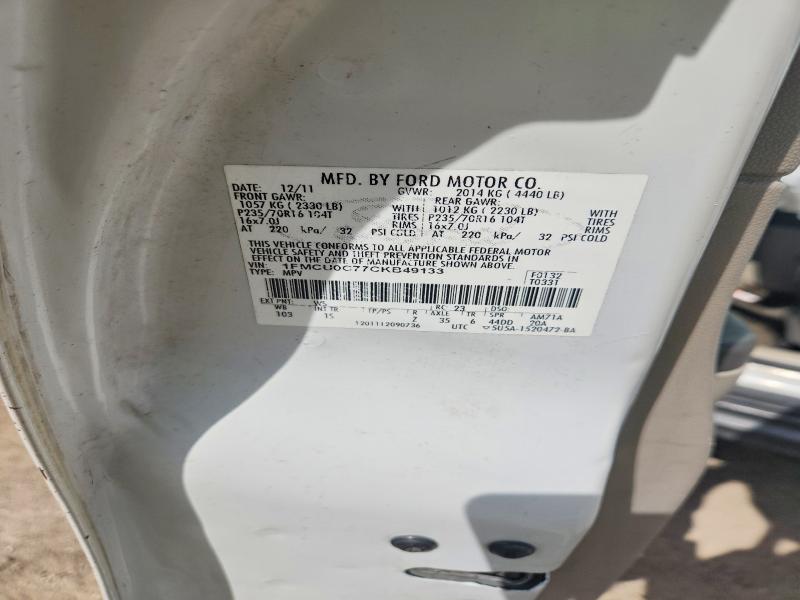 Продажа на аукционе авто 2012 Ford Escape, vin: 1FMCU0C77CKB49133, номер лота: 52263816