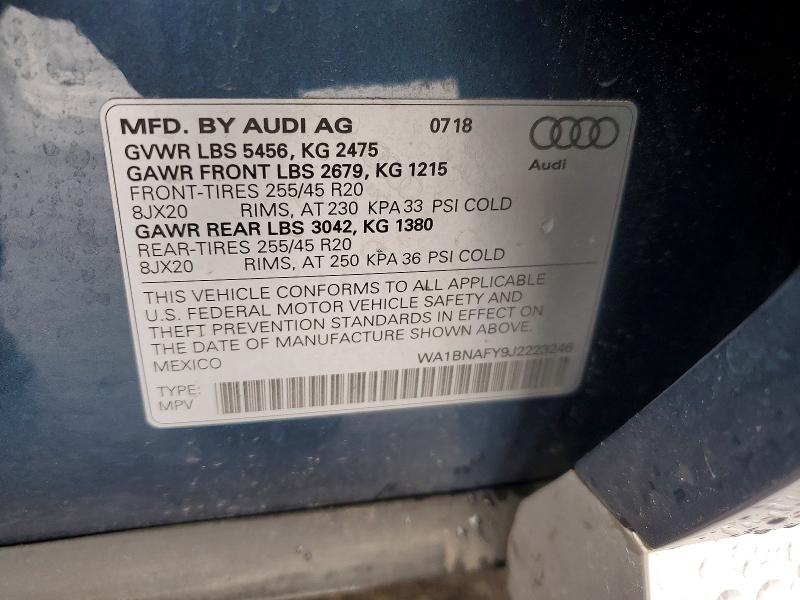 Продаж на аукціоні авто 2018 Audi Q5, vin: WA1BNAFY9J2223246, номер лоту: 54424386