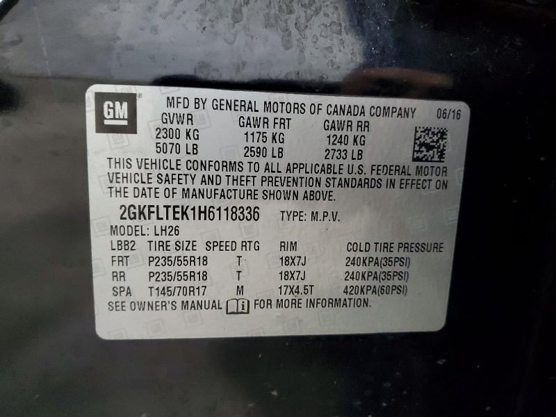 2017 Gmc Terrain მანქანა იყიდება აუქციონზე, vin: 2GKFLTEK1H6118336, აუქციონის ნომერი: 53431976
