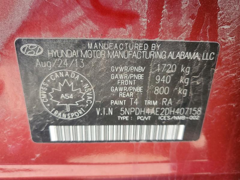 Продажа на аукционе авто 2013 Hyundai Elantra, vin: 5NPDH4AE2DH407158, номер лота: 53956576