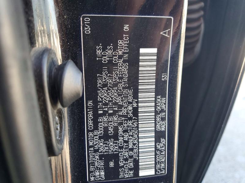 53137496 :رقم المزاد ، JTEBU5JR3A5019617 vin ، 2010 Toyota 4runner مزاد بيع