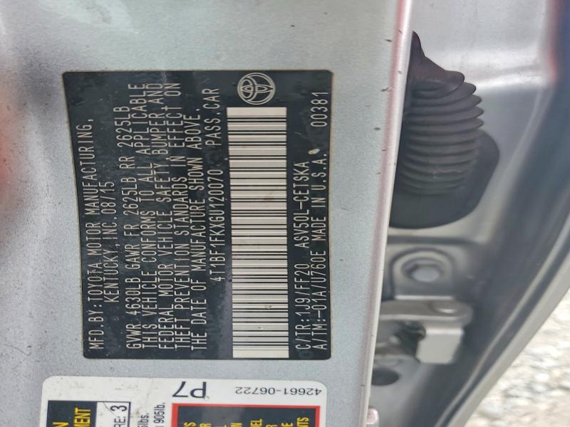 Aukcja sprzedaży 2016 Toyota Camry, vin: 4T1BF1FKXGU120070, numer aukcji: 53473716