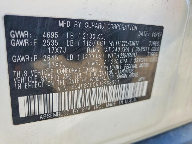 Продаж на аукціоні авто 2018 Subaru Outback, vin: 4S4BSAFC6J3268301, номер лоту: 52038156
