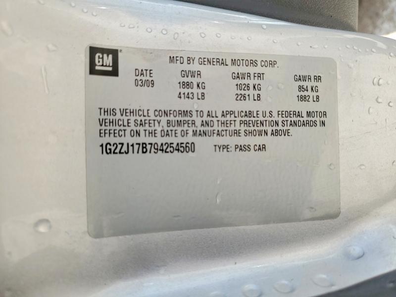 2009 Pontiac G6 მანქანა იყიდება აუქციონზე, vin: 1G2ZJ17B794254560, აუქციონის ნომერი: 49547176