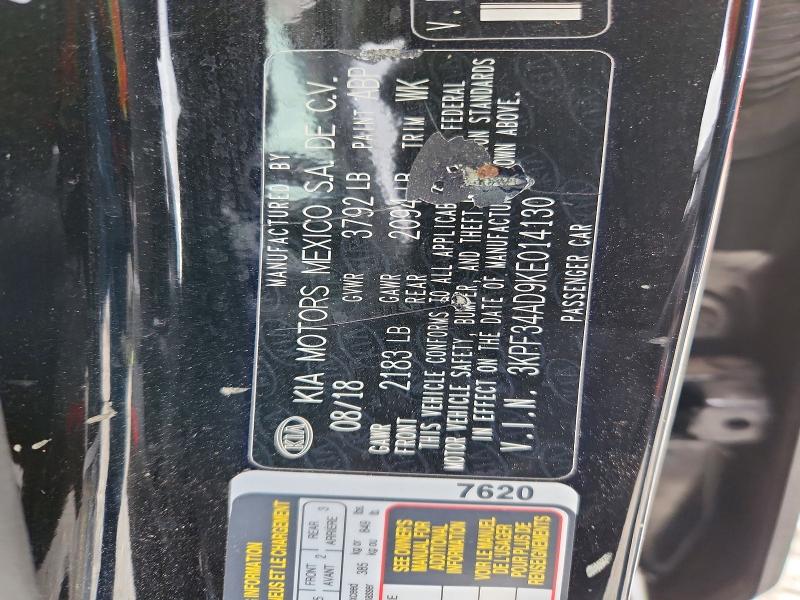 55150826 :رقم المزاد ، 3KPF34AD9KE014130 vin ، 2019 Kia Forte مزاد بيع