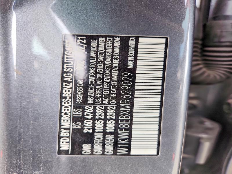 2021 Mercedes-benz C მანქანა იყიდება აუქციონზე, vin: W1KWF8EBXMR629029, აუქციონის ნომერი: 53236396