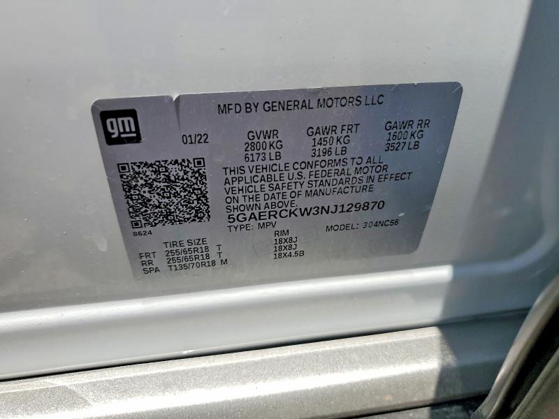 Продаж на аукціоні авто 2022 Buick Enclave, vin: 5GAERCKW3NJ129870, номер лоту: 53539366
