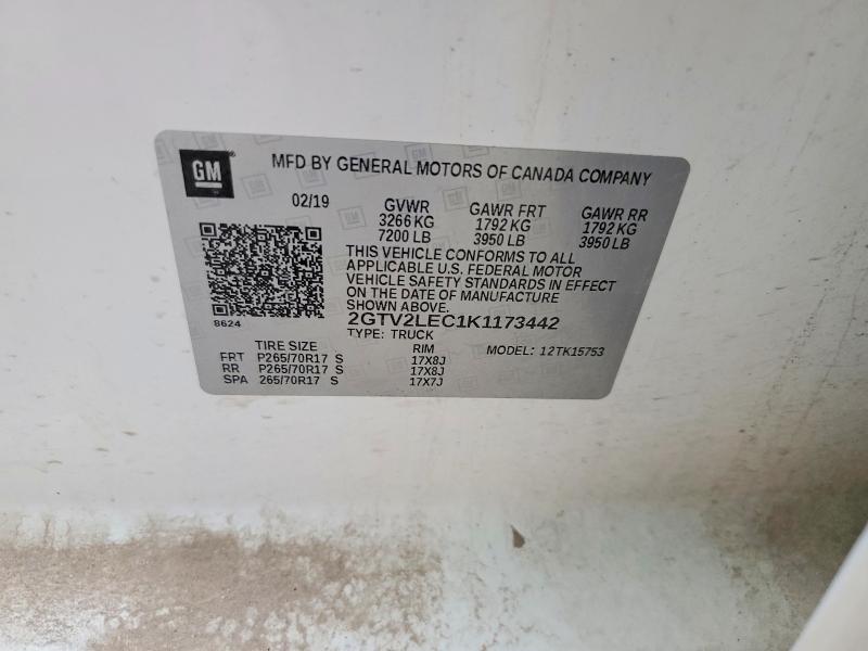 Продаж на аукціоні авто 2019 Gmc C1500, vin: 2GTV2LEC1K1173442, номер лоту: 54100946