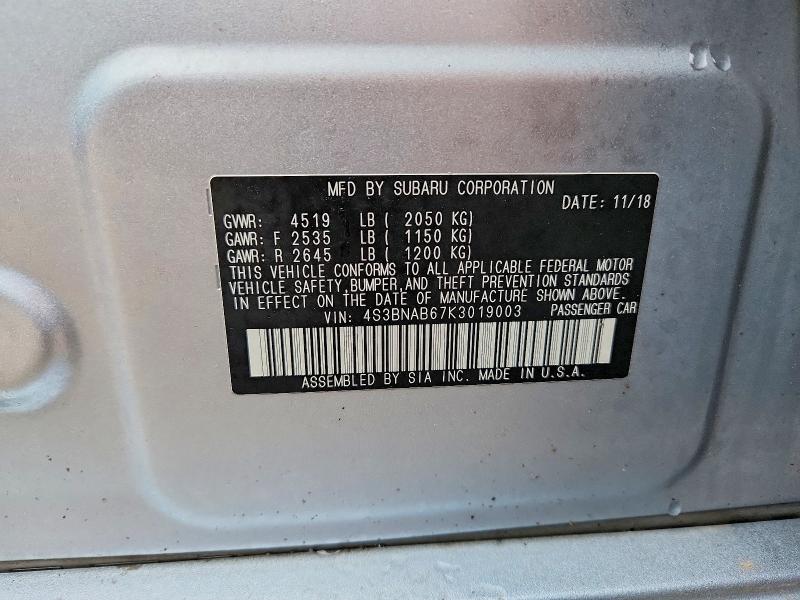 Продажа на аукционе авто 2019 Subaru Legacy, vin: 4S3BNAB67K3019003, номер лота: 54660706