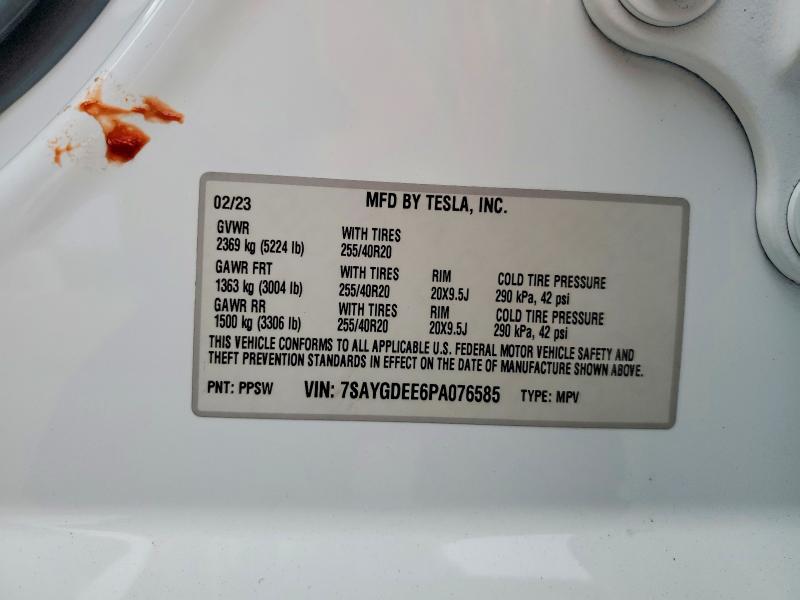 Aukcja sprzedaży 2023 Tesla Model Y, vin: 7SAYGDEE6PA076585, numer aukcji: 52203426