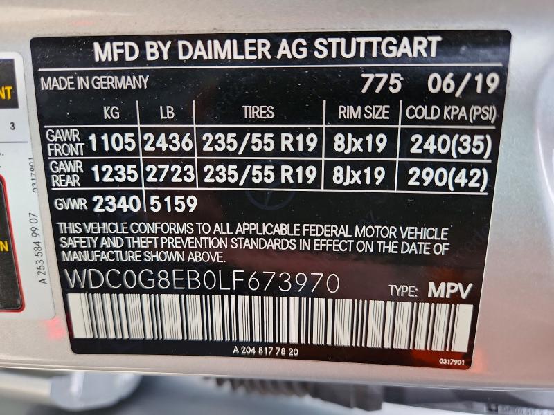 Продаж на аукціоні авто 2020 Mercedes-benz Glc, vin: WDC0G8EB0LF673970, номер лоту: 52078026