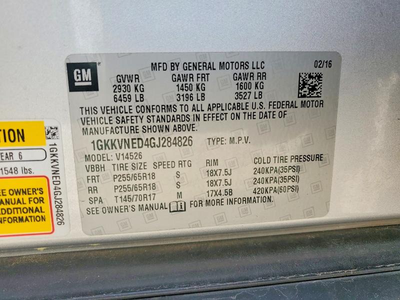 Aukcja sprzedaży 2016 Gmc Acadia, vin: 1GKKVNED4GJ284826, numer aukcji: 52492896