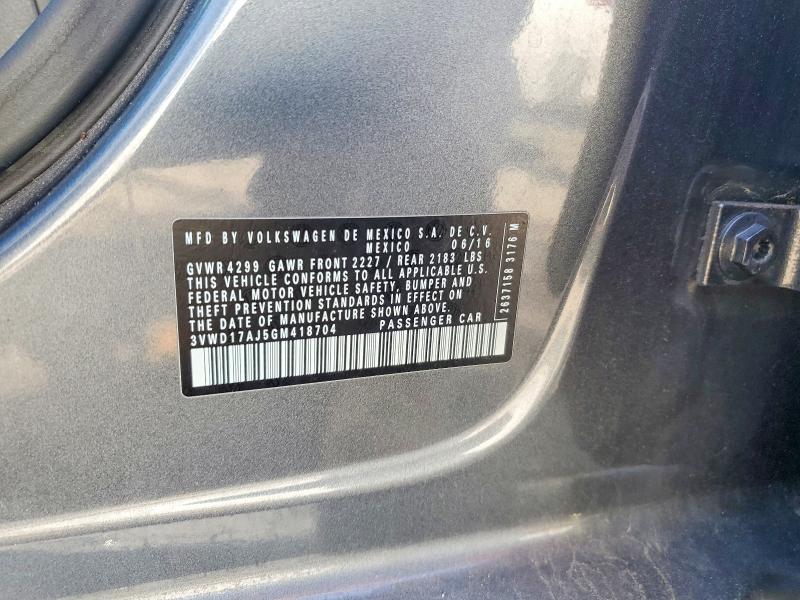 Продажа на аукционе авто 2016 Volkswagen Jetta, vin: 3VWD17AJ5GM418704, номер лота: 52410256