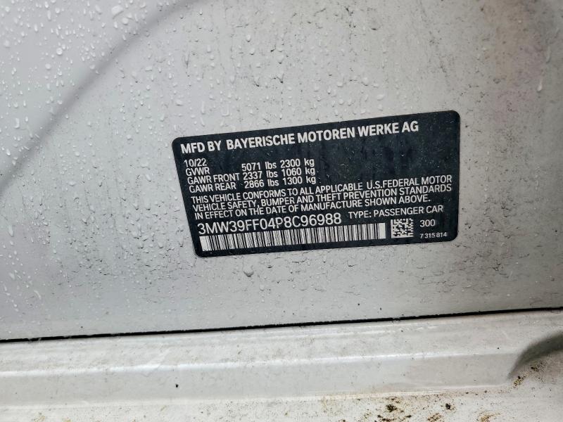 52349826 :رقم المزاد ، 3MW39FF04P8C96988 vin ، 2023 Bmw 330e مزاد بيع