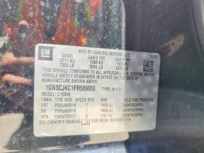 53252686 :رقم المزاد ، 1GNSCJKC1FR589830 vin ، 2015 Chevrolet Suburban مزاد بيع