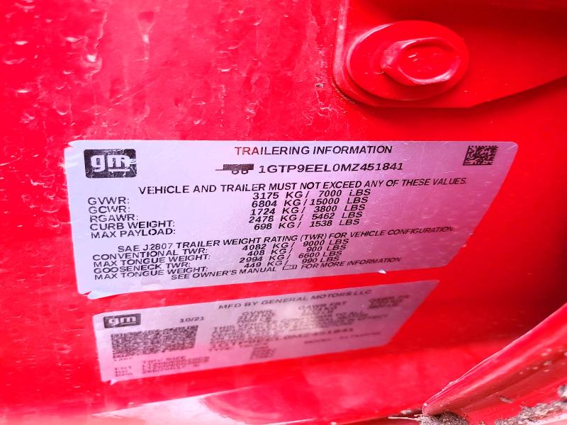 2021 Gmc Sierra მანქანა იყიდება აუქციონზე, vin: 1GTP9EEL0MZ451841, აუქციონის ნომერი: 51980596