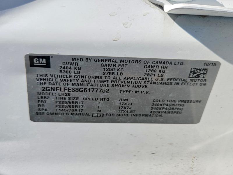 Продаж на аукціоні авто 2016 Chevrolet Equinox, vin: 2GNFLFE38G6177752, номер лоту: 52818206