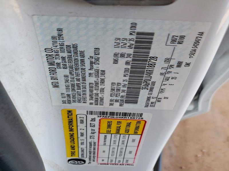 54264926 :رقم المزاد ، 3FA6P0LU4KR188728 vin ، 2019 Ford Fusion مزاد بيع