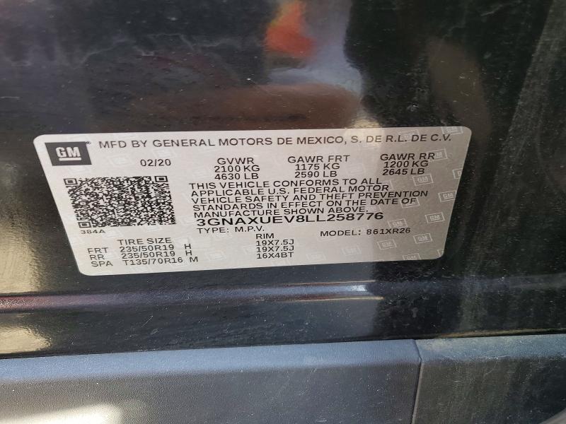Продажа на аукционе авто 2020 Chevrolet Equinox, vin: 3GNAXUEV8LL258776, номер лота: 55216906