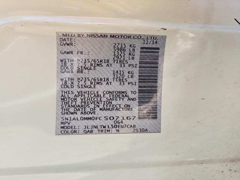 Aukcja sprzedaży 2015 Infiniti Qx60, vin: 5N1AL0MM0FC507167, numer aukcji: 53354726