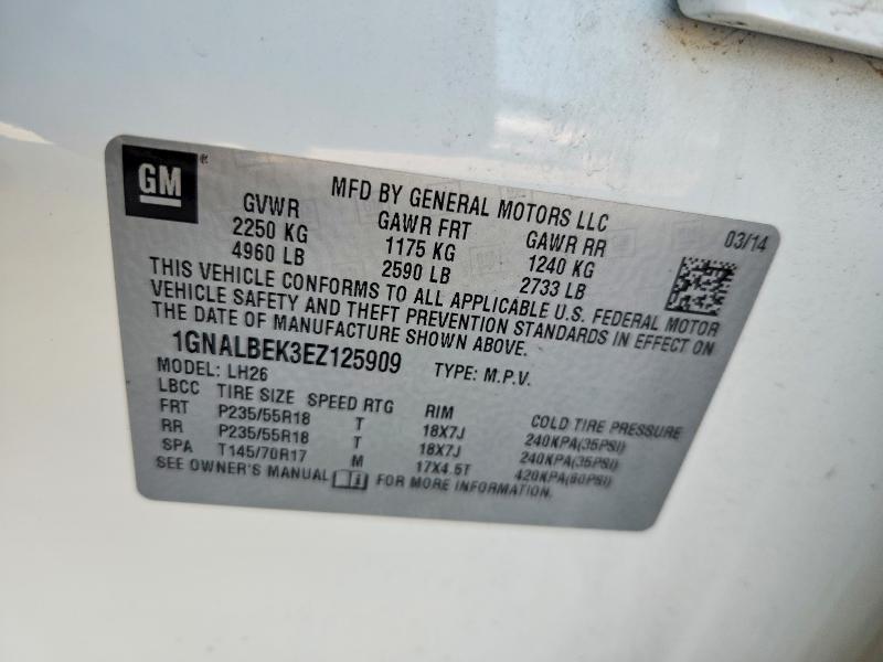 Aukcja sprzedaży 2014 Chevrolet Equinox, vin: 1GNALBEK3EZ125909, numer aukcji: 53473706