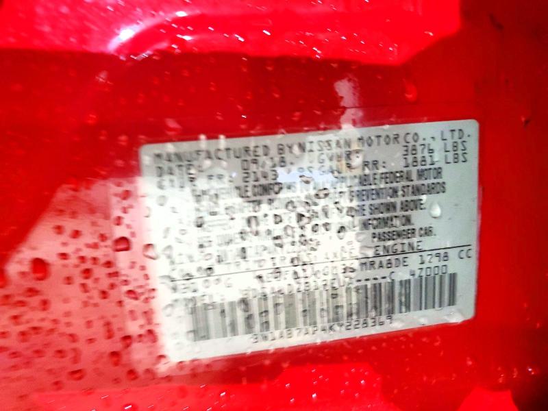 53780046 :رقم المزاد ، 3N1AB7AP4KY228369 vin ، 2019 Nissan Sentra مزاد بيع