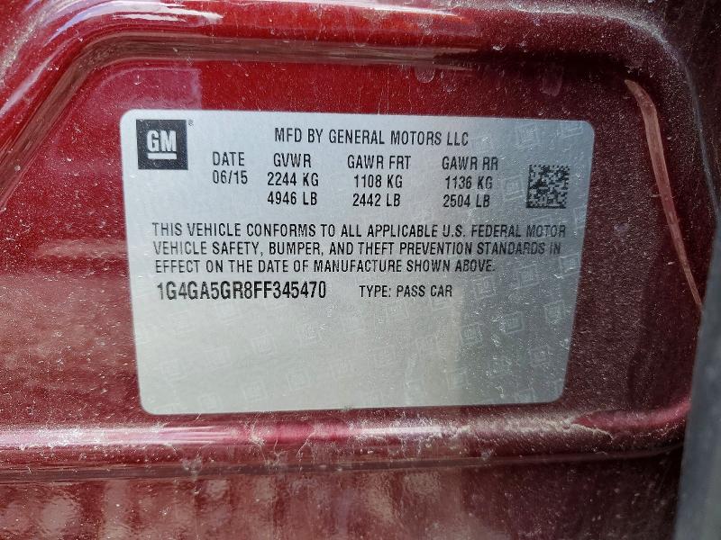52662866 :رقم المزاد ، 1G4GA5GR8FF345470 vin ، 2015 Buick Lacrosse مزاد بيع