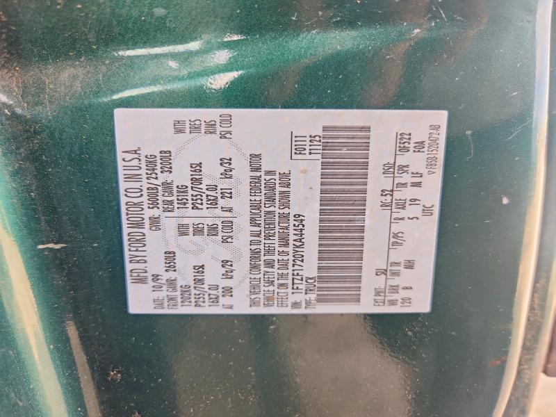 54655506 :رقم المزاد ، 1FTZF1720YKA44549 vin ، 2000 Ford F150 مزاد بيع