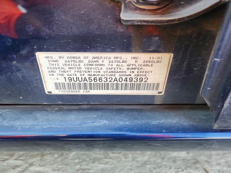 2002 Acura 3.2tl მანქანა იყიდება აუქციონზე, vin: 19UUA56632A049392, აუქციონის ნომერი: 53249906