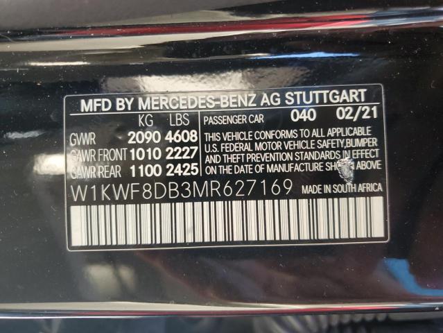 53367836 :رقم المزاد ، W1KWF8DB3MR627169 vin ، 2021 Mercedes-benz C مزاد بيع