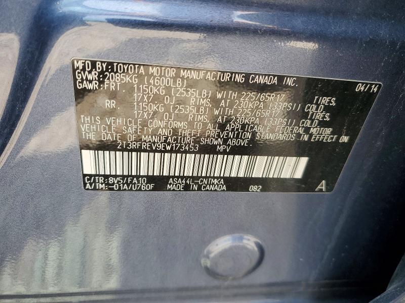 53224056 :رقم المزاد ، 2T3RFREV9EW173453 vin ، 2014 Toyota Rav4 مزاد بيع