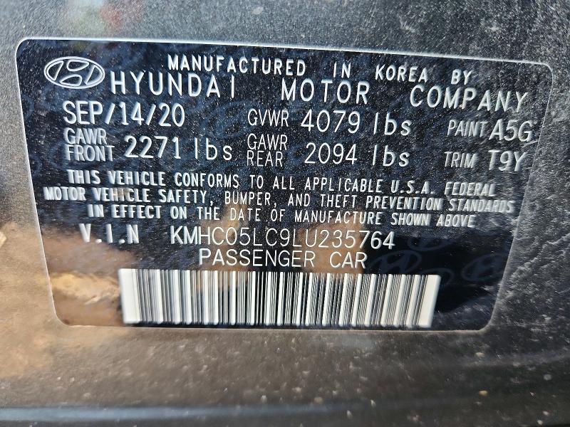 Aukcja sprzedaży 2020 Hyundai Ioniq, vin: KMHC05LC9LU235764, numer aukcji: 52912946