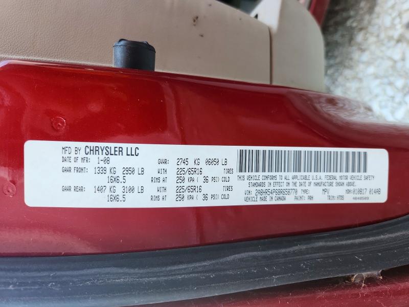 79842445 :رقم المزاد ، 2A8HR54P68R658770 vin ، 2008 Chrysler Town & Country مزاد بيع