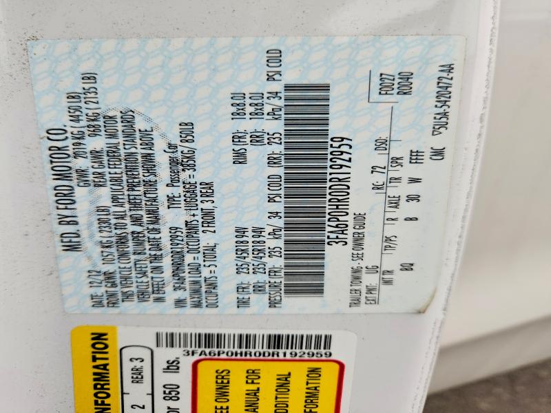 53613276 :رقم المزاد ، 3FA6P0HR0DR192959 vin ، 2013 Ford Fusion مزاد بيع