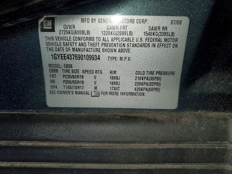 Aukcja sprzedaży 2009 Cadillac Srx, vin: 1GYEE437690109934, numer aukcji: 53407206