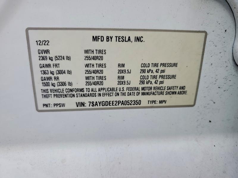 Продажа на аукционе авто 2023 Tesla Model Y, vin: 7SAYGDEE2PA052350, номер лота: 53530346