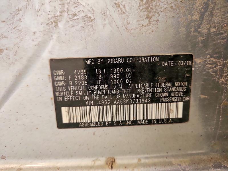 2019 Subaru Impreza მანქანა იყიდება აუქციონზე, vin: 4S3GTAA63K3731943, აუქციონის ნომერი: 55328526