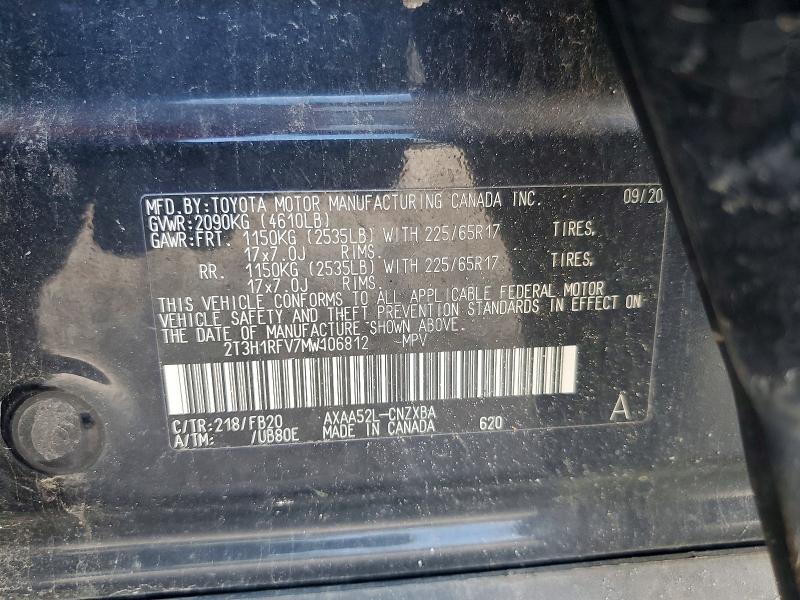 Aukcja sprzedaży 2021 Toyota Rav4, vin: 2T3H1RFV7MW106812, numer aukcji: 55075476