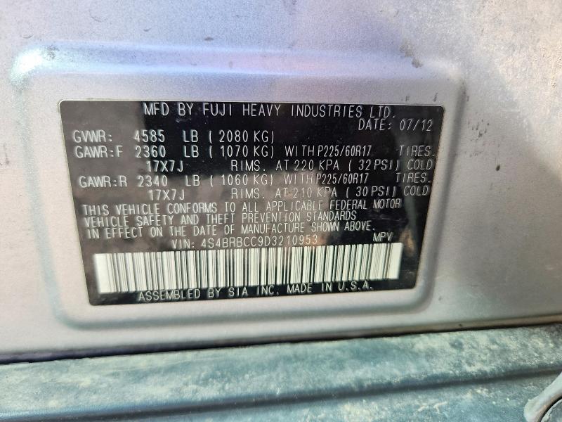 Продажа на аукционе авто 2013 Subaru Outback, vin: 4S4BRBCC9D3210953, номер лота: 53293986