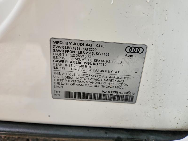 Продажа на аукционе авто 2016 Audi Q3, vin: WA1EFCFS7GR000513, номер лота: 52236396