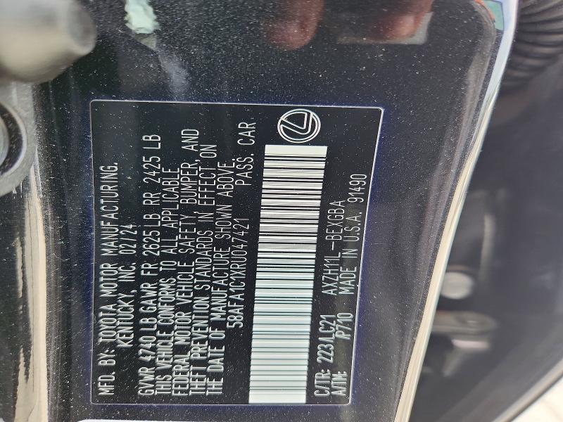 Aukcja sprzedaży 2024 Lexus Es 300h, vin: 58AFA1C1XRU047421, numer aukcji: 53435466
