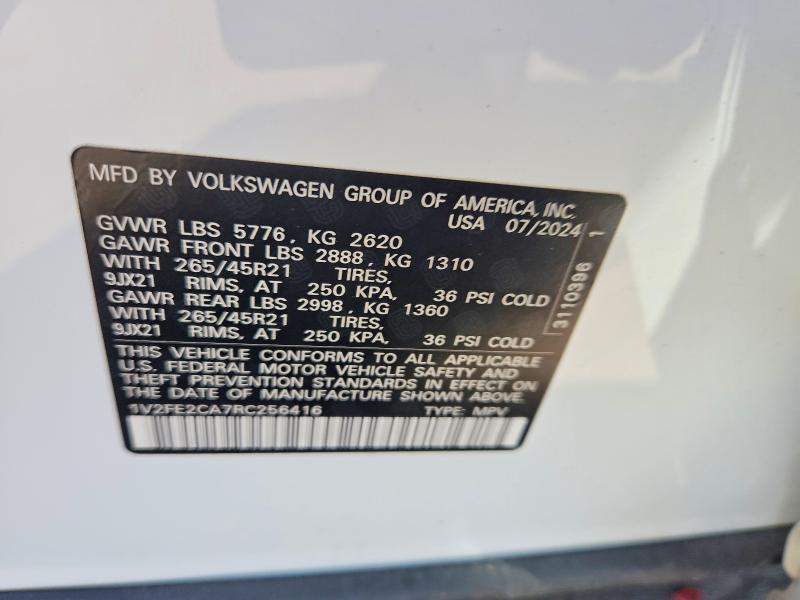 Продажа на аукционе авто 2024 Volkswagen Atlas Cross Sport, vin: 1V2FE2CA7RC256416, номер лота: 55124366