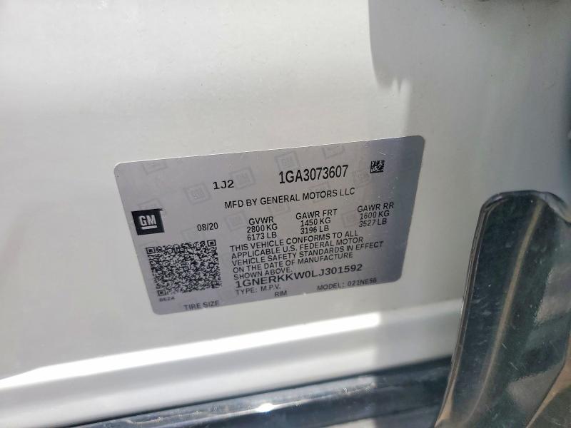 Aukcja sprzedaży 2020 Chevrolet Traverse, vin: 1GNERKKW0LJ301592, numer aukcji: 54677606