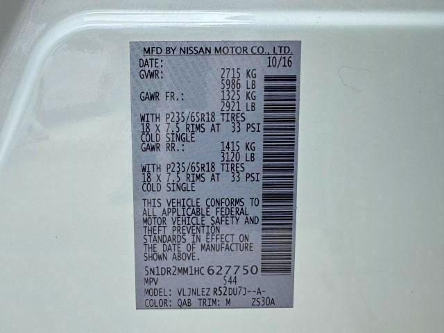 Продажа на аукционе авто 2017 Nissan Pathfinder, vin: 5N1DR2MM1HC627750, номер лота: 55023996