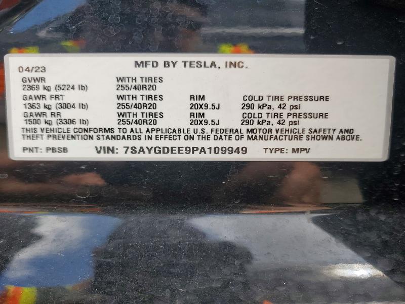 2023 Tesla Model Y მანქანა იყიდება აუქციონზე, vin: 7SAYGDEE9PA109949, აუქციონის ნომერი: 55354706
