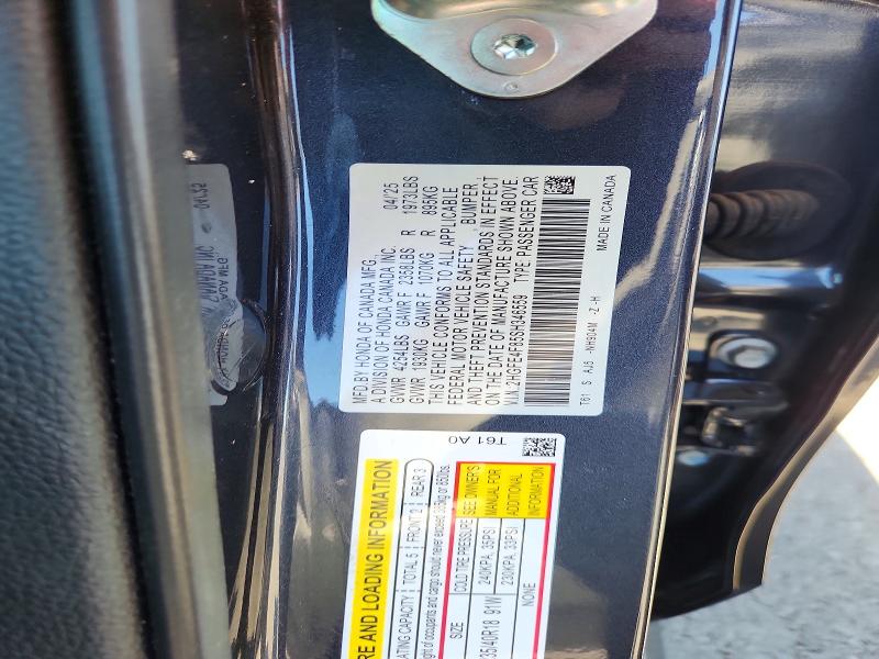 Продажа на аукционе авто 2025 Honda Civic, vin: 2HGFE4F85SH346559, номер лота: 53716126