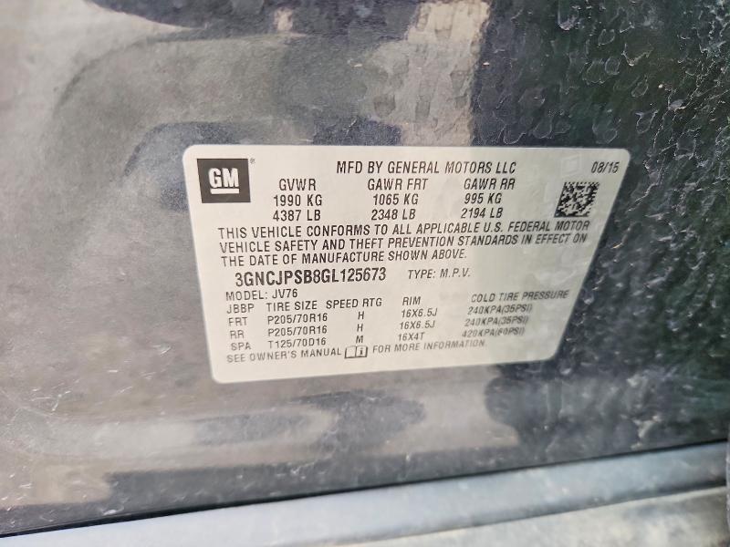 Продажа на аукционе авто 2016 Chevrolet Trax, vin: 3GNCJPSB8GL125673, номер лота: 53527346