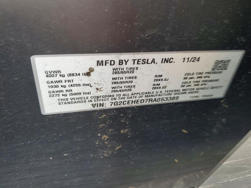 Aukcja sprzedaży 2024 Tesla Cybertruck, vin: 7G2CEHED7RA053389, numer aukcji: 52201966